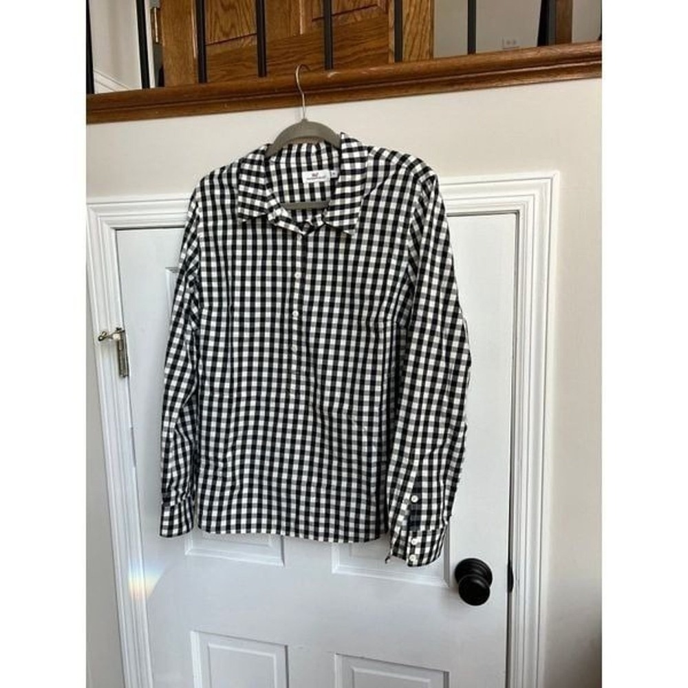 Vineyard vine pullover woman's button up plaid shirt size 16